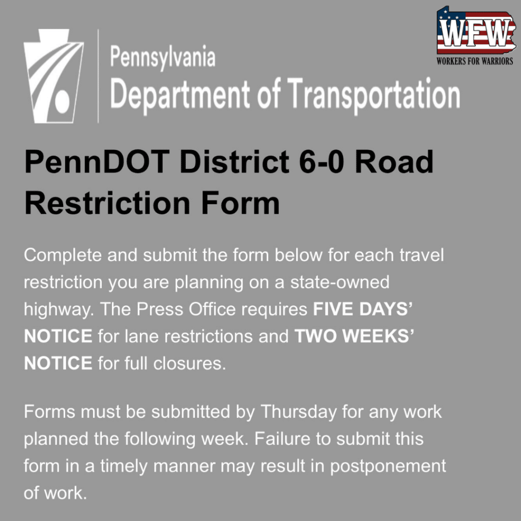 PennDOT district 6-0 road restriction form